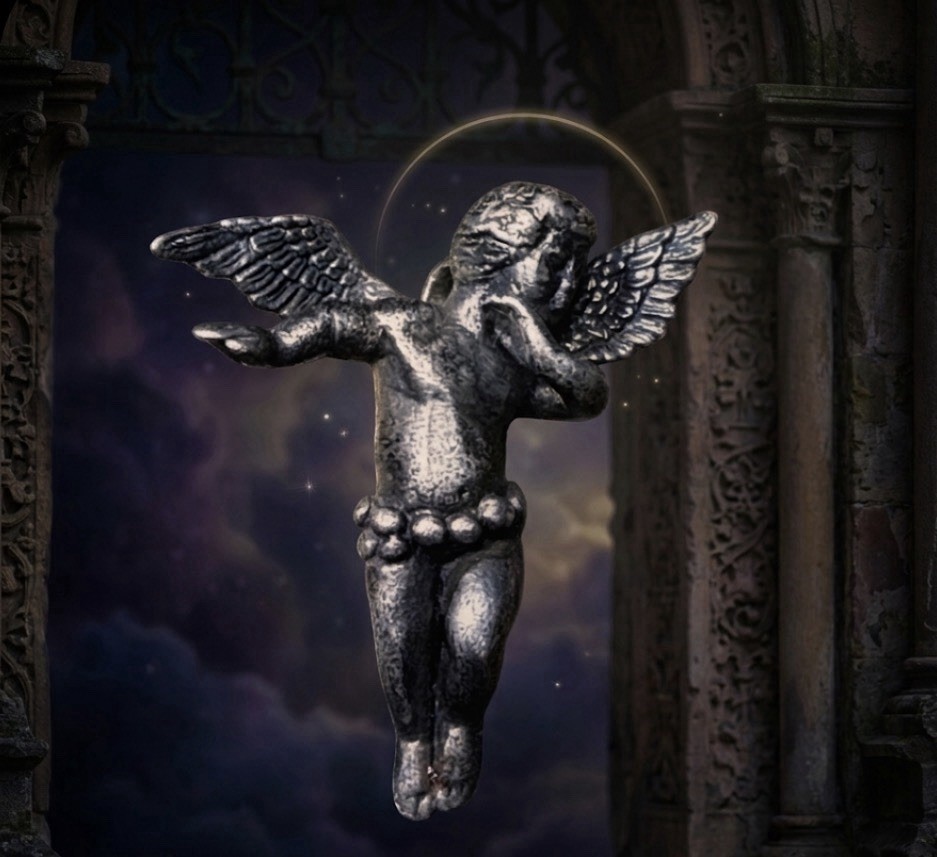Milano Winged Cupid Angel Hand Polished Sterling Silver Pendant