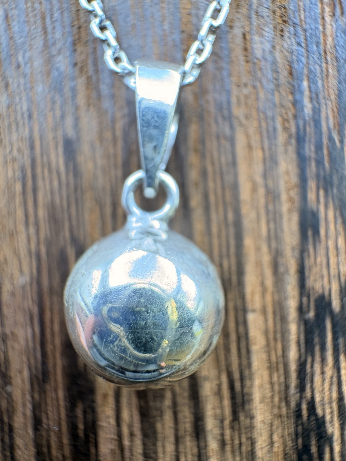 Solid Sterling Silver Drop Ball Pendant Chain Necklace 18” Vintage Hook Clasp