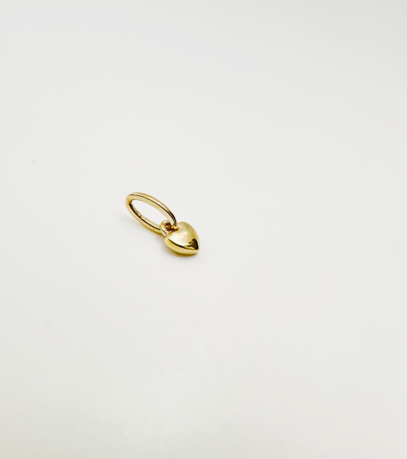 14K Solid Yellow Gold Teeny Tiny -Very Small Beveled Heart Charm Pendant 8x3mm