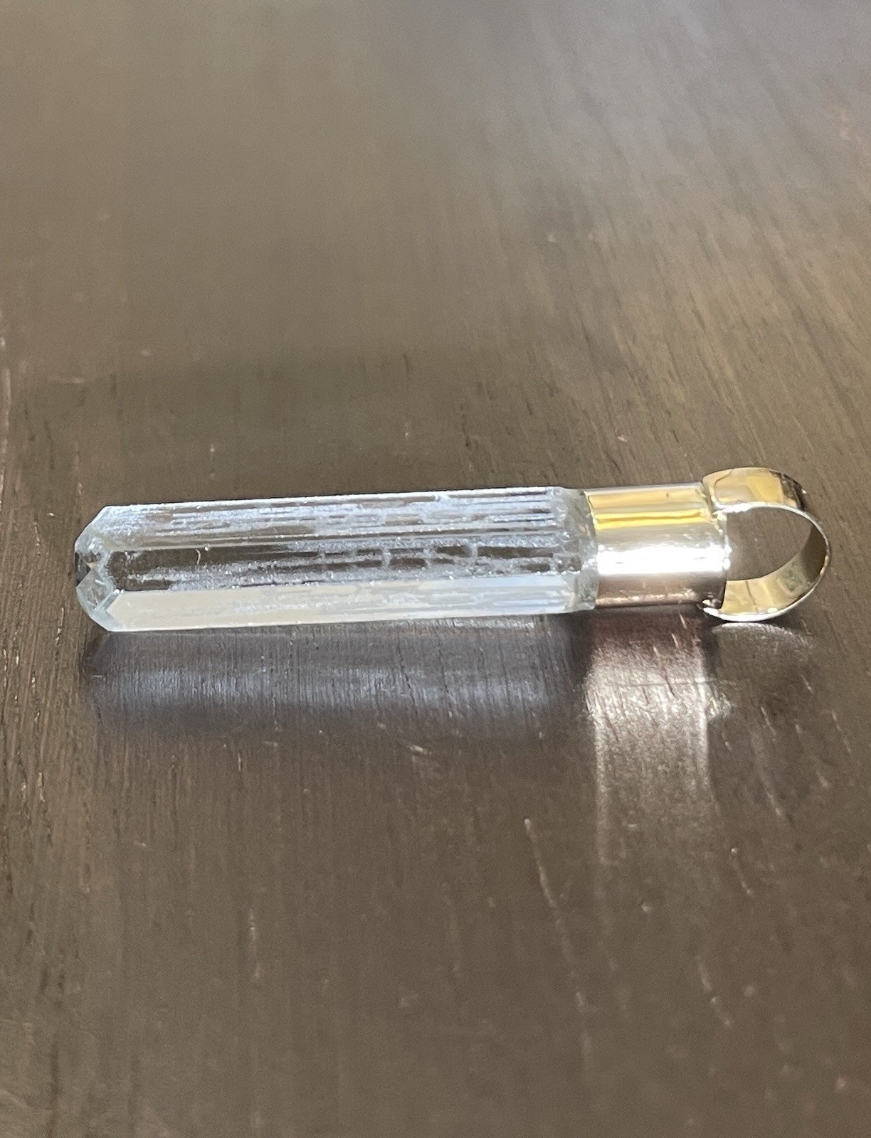 14K Solid Gold GLOWING Green- Blue Natural Aquamarine Gemstone Crystal Amulet!