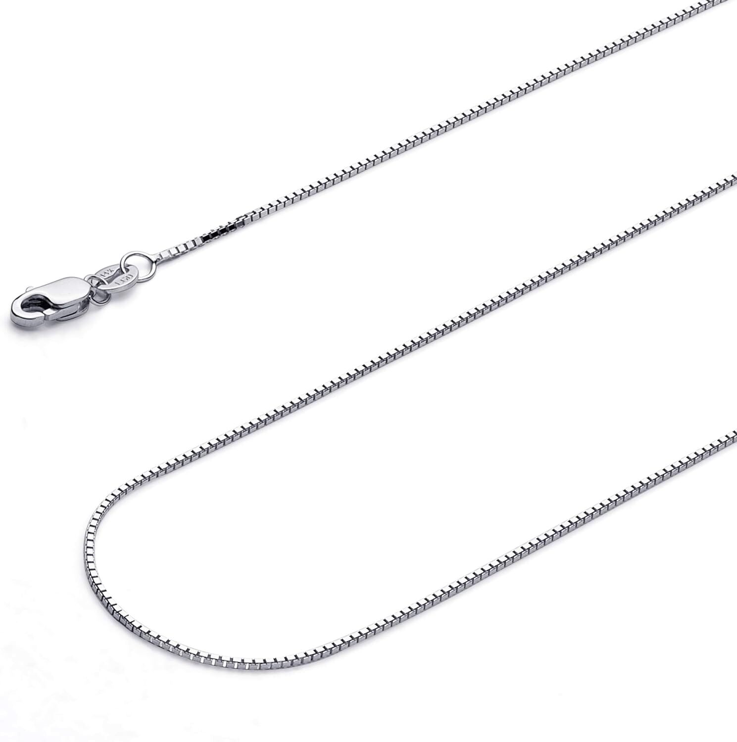 1-2mm 14k REAL Yellow Gold Solid Claw Clasp Box Link Chain Necklace with Lobster