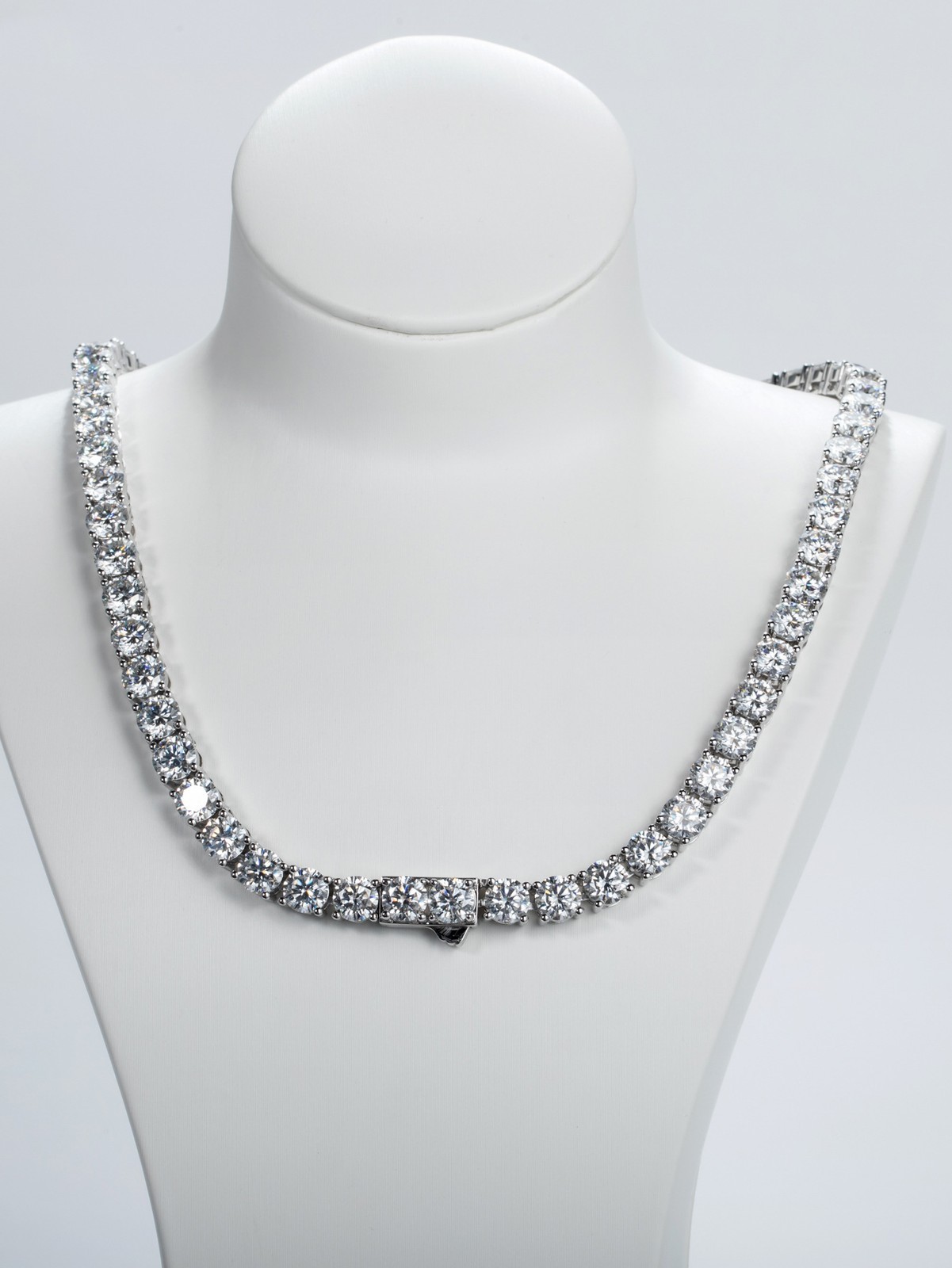 3-6.5MM REAL MOISSANITE Silver Tennis Chain Necklace – VVS D Color – Pass Tester