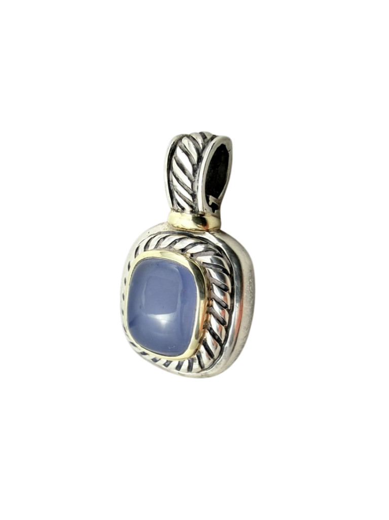 David Yurman 14K Gold .925 Sterling Silver Noblesse Chalcedony Albion Pendant