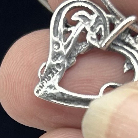 Sterling Silver 925 Filigree Open Heart Vines And Flowers Pendant Necklace 18”