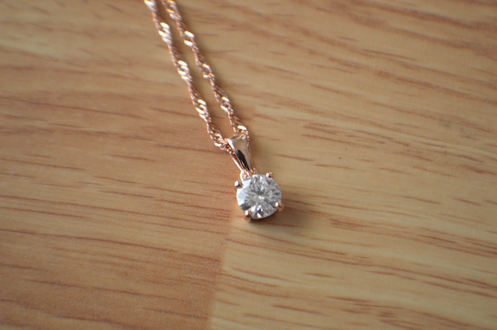 0.75ct Moissanite Pendant w/ adjustable 24″ Chain 14K RG Plated Over Fine Silver