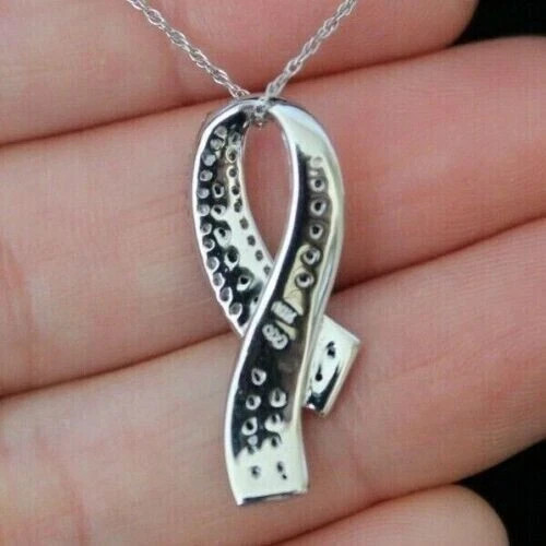2Ct Round Cut Lab Created Diamond Ribbon Pendant 14K White Gold Finish