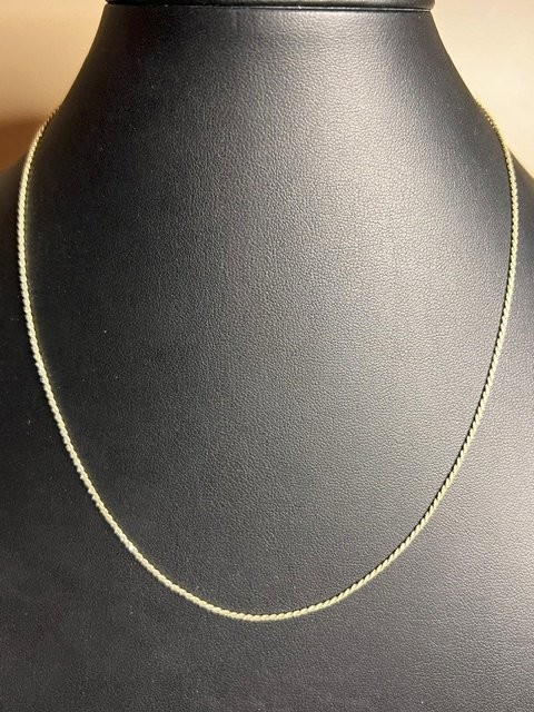 B6563 Rope Chain Necklace Italy Sterling Silver 925 18″ Twisted 2.2g Classic