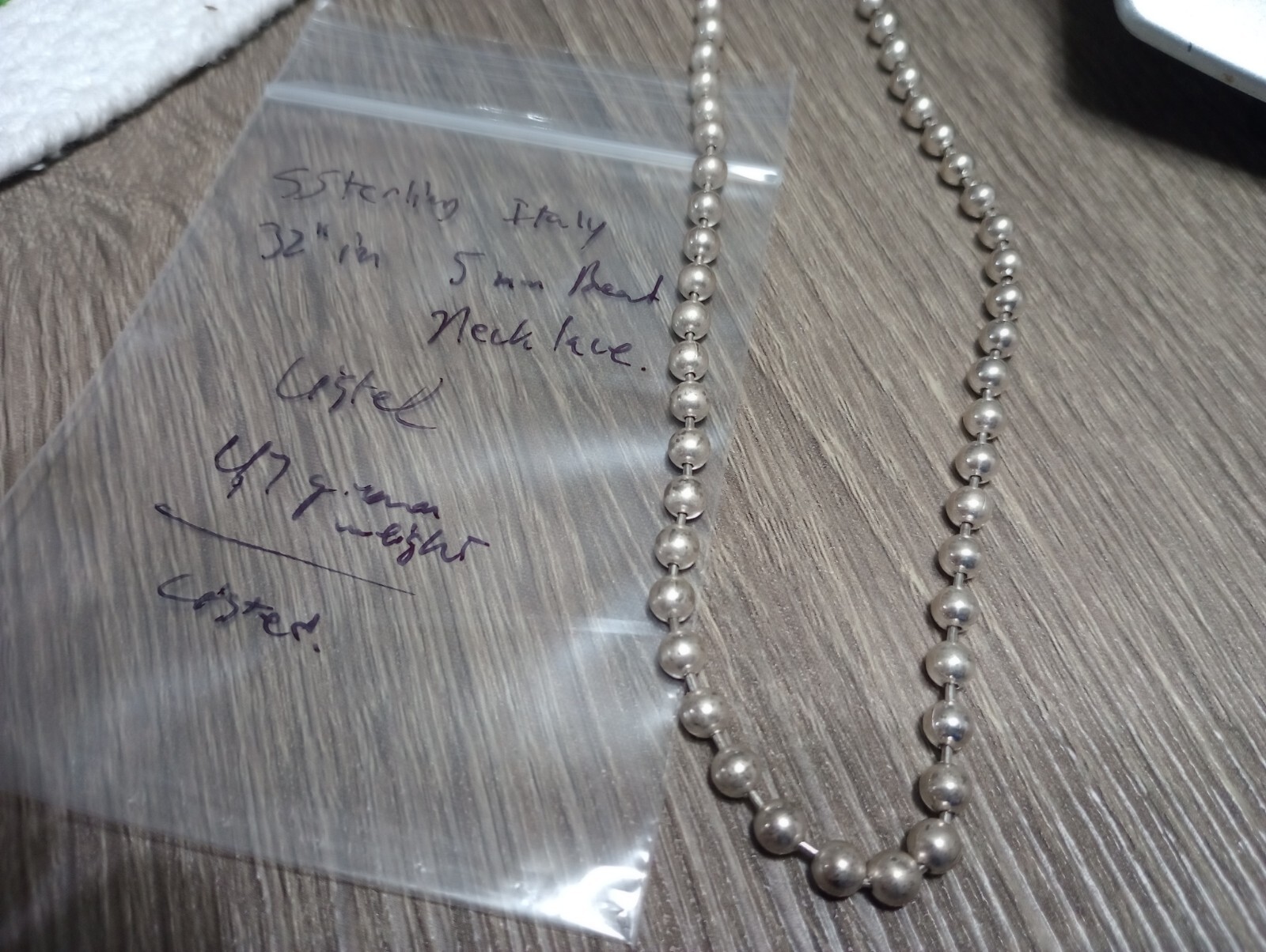 925 Sterling Silver 32-in 5 mm Wide Bead Necklace Free Shipping