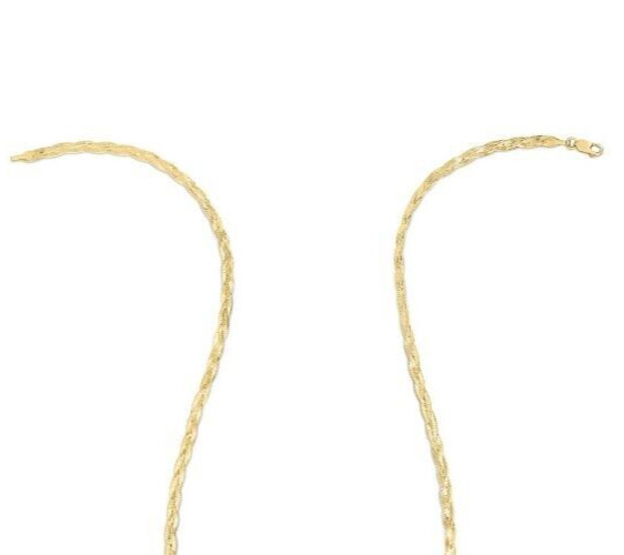 14k Yellow Gold 3.2 MM 16″ Braided Flexible HERRINGBONE Chain Necklace 3.4 Grams