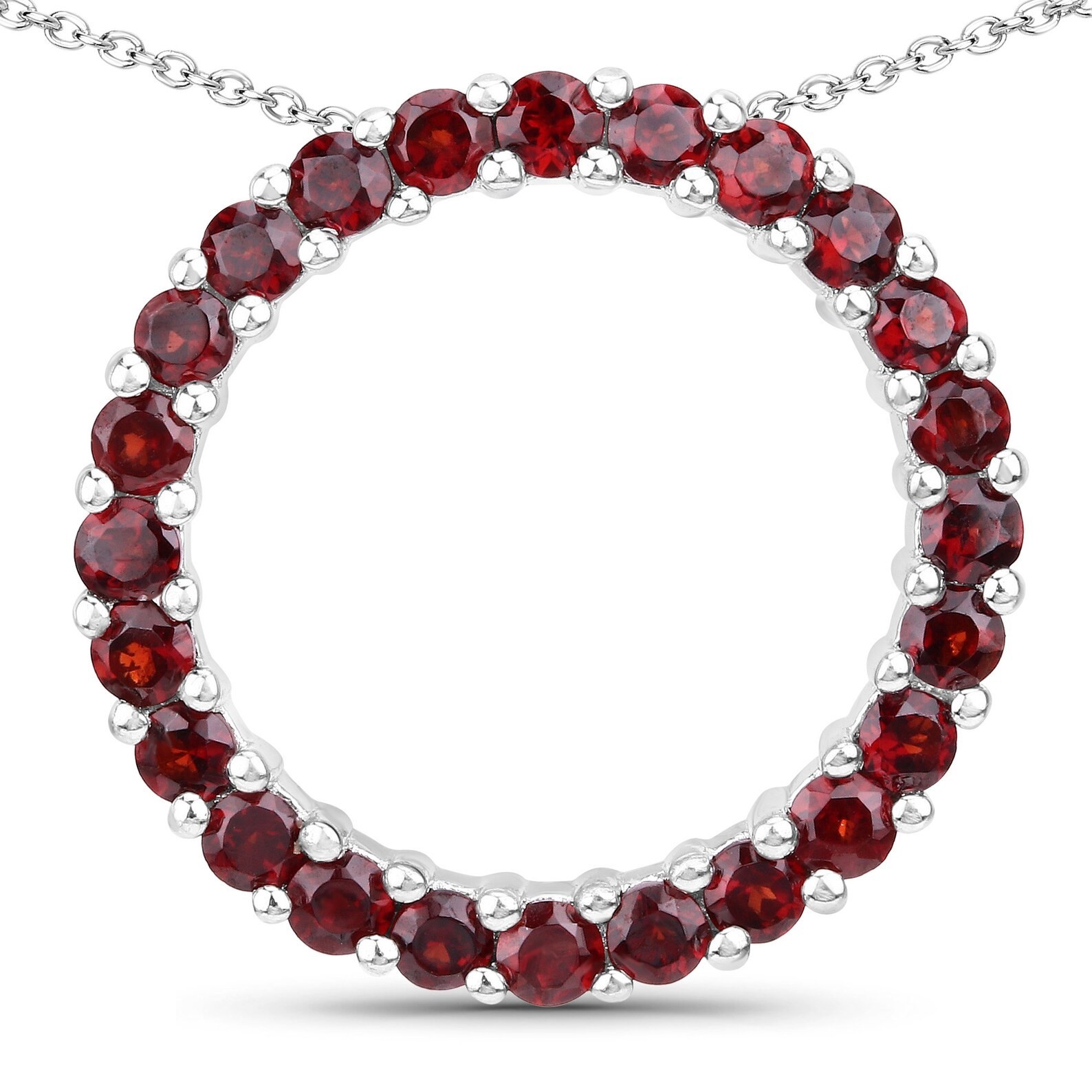Natural Garnet Round Wedding Pendant 925 Sterling Silver Pendant Gifts For Him