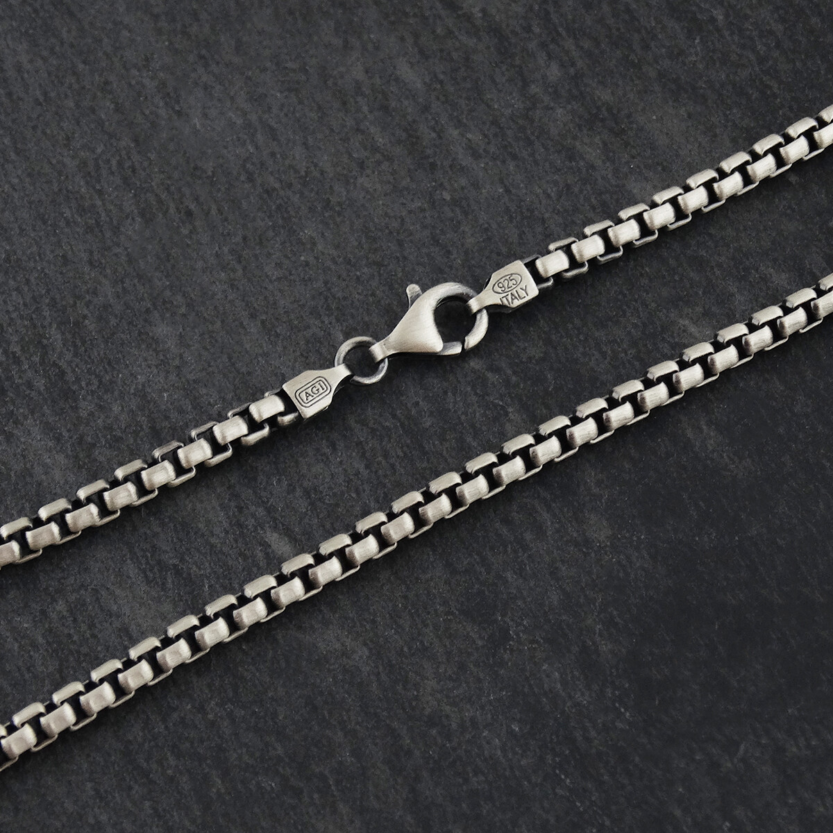 3.5mm Gun Metal Round Box Chain Necklace-925 Sterling Silver 18″ 20″ 22″ 24″ 30″