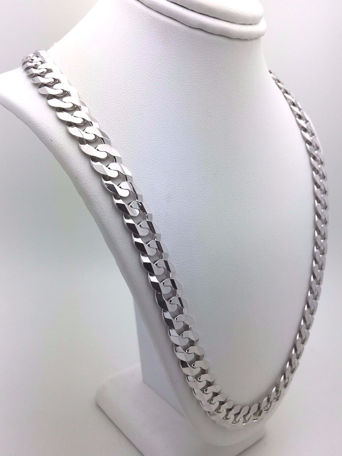 10k White Gold Solid Curb Cuban Link Chain Necklace 20″ 9mm 37.8 grams