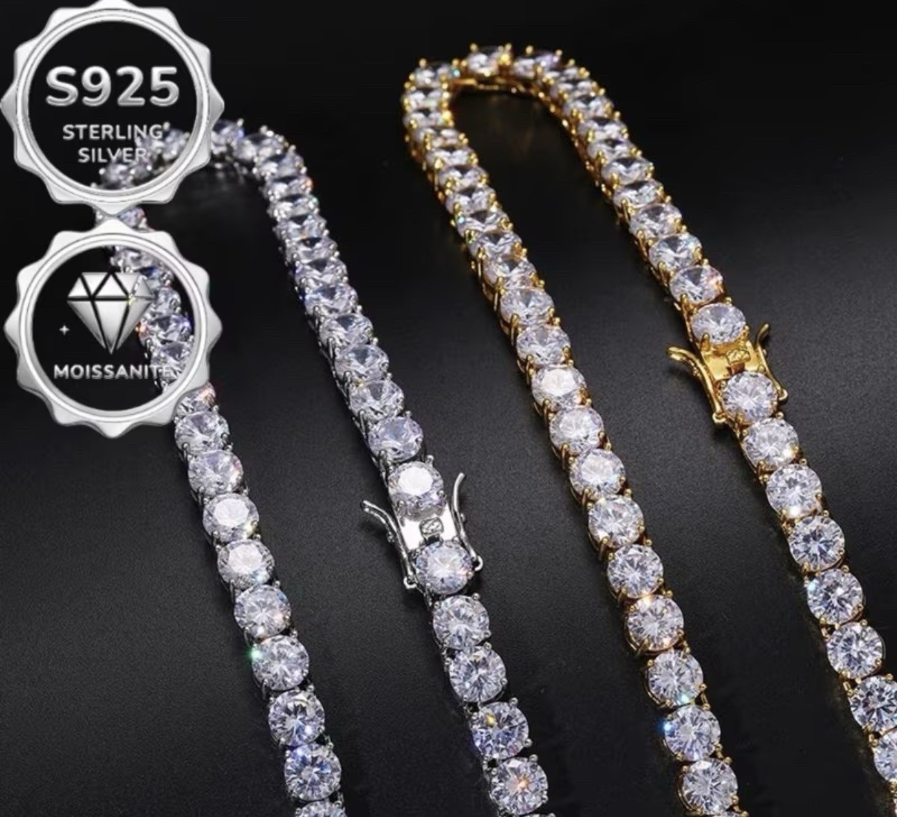 20 Inch VVS1 grade Moissanite Tennis Necklace S925 925 Silver 4mm (Pass Tester)