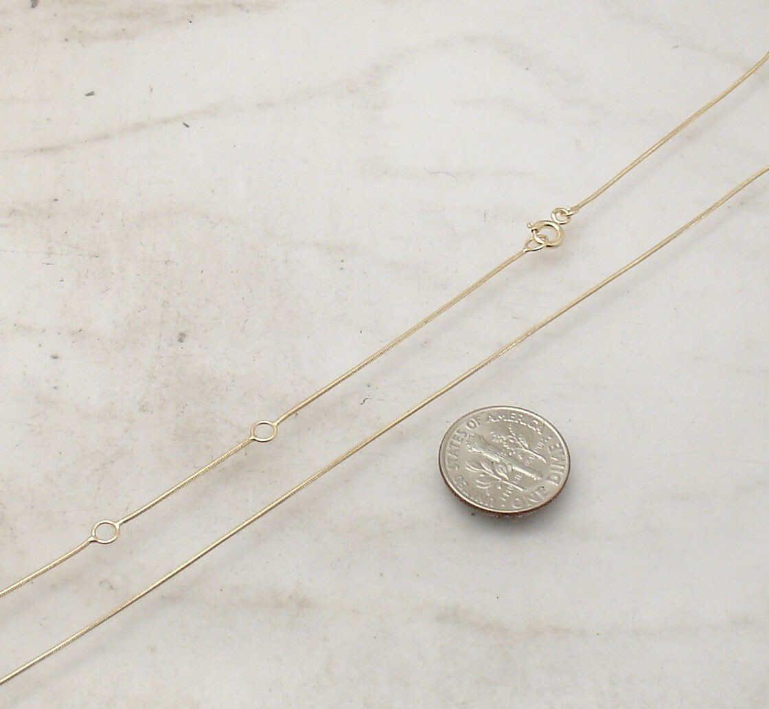 Round Snake Chain Necklace Real Solid 14K Yellow Gold Adjustable 18″ 19″ 21″