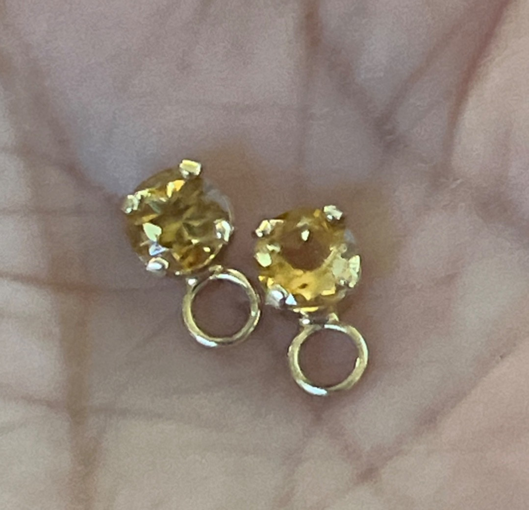 14K Gold Citrine Earring Enhancers Lot of 2 Birthstone Citrine Pendants charms
