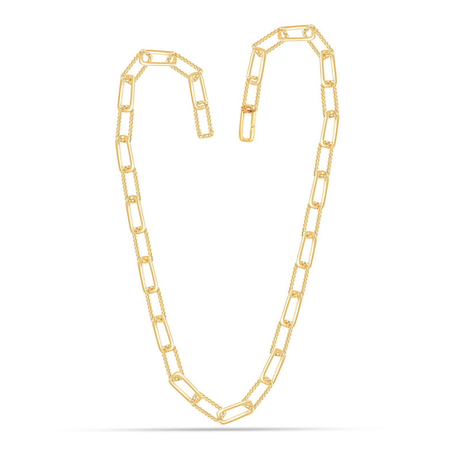925 Sterling Silver Gold-Plated PaperClip Link Chain Necklace for Women 18 In