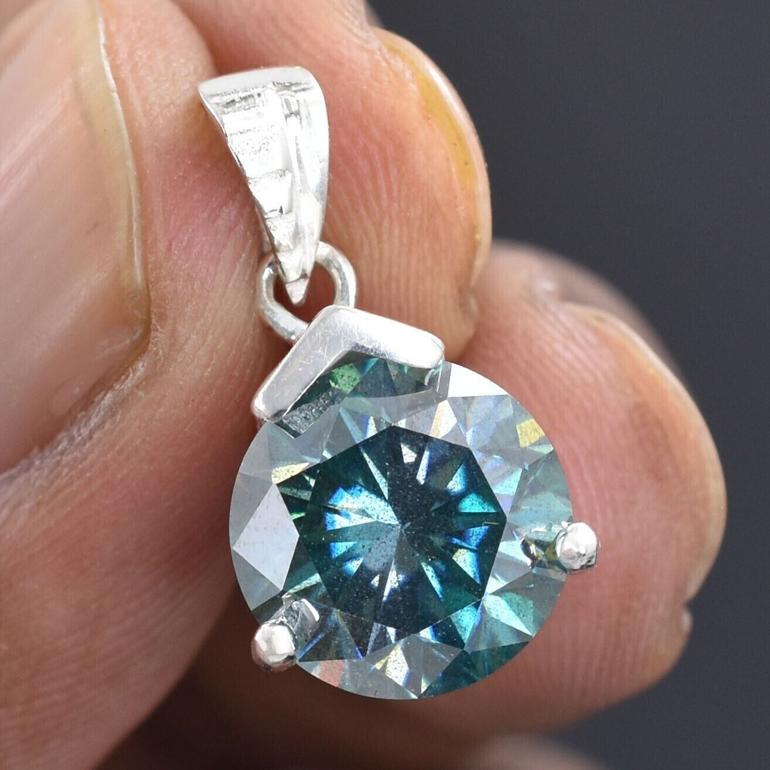 Romantic Blue Lab Diamond Drop Pendant 3.2 Ct 925 Silver Gift for Her for Women
