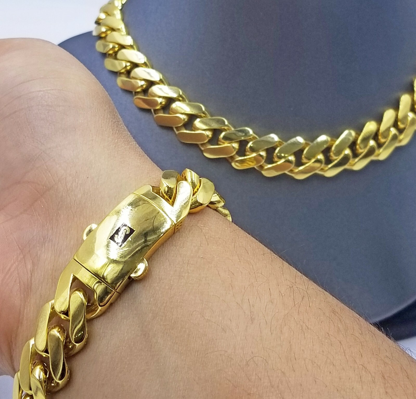 10k Gold Royal Miami Monaco Cuban Link 13.5mm Chain 24″ Bracelet 8.5″