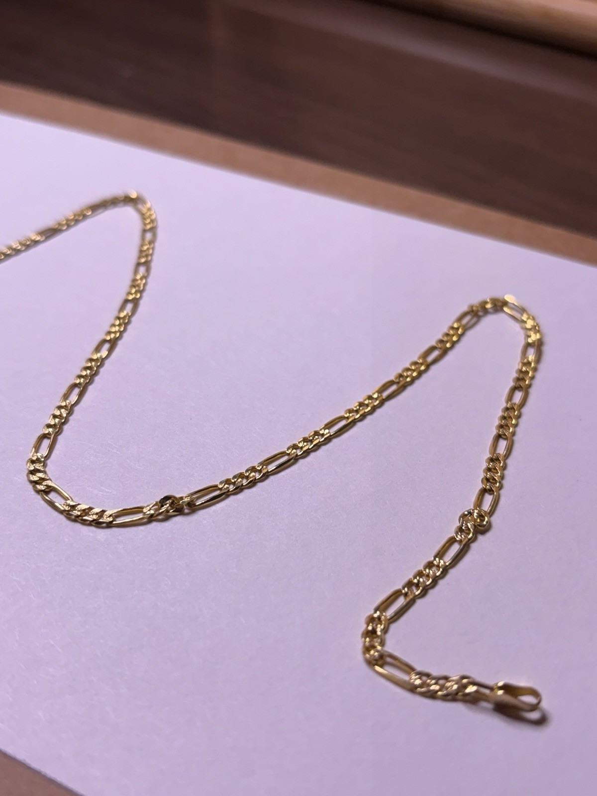 10k Yellow Gold 417 Figaro Chain Necklace with Lobster Clasp- 20 inches, 7.5 g