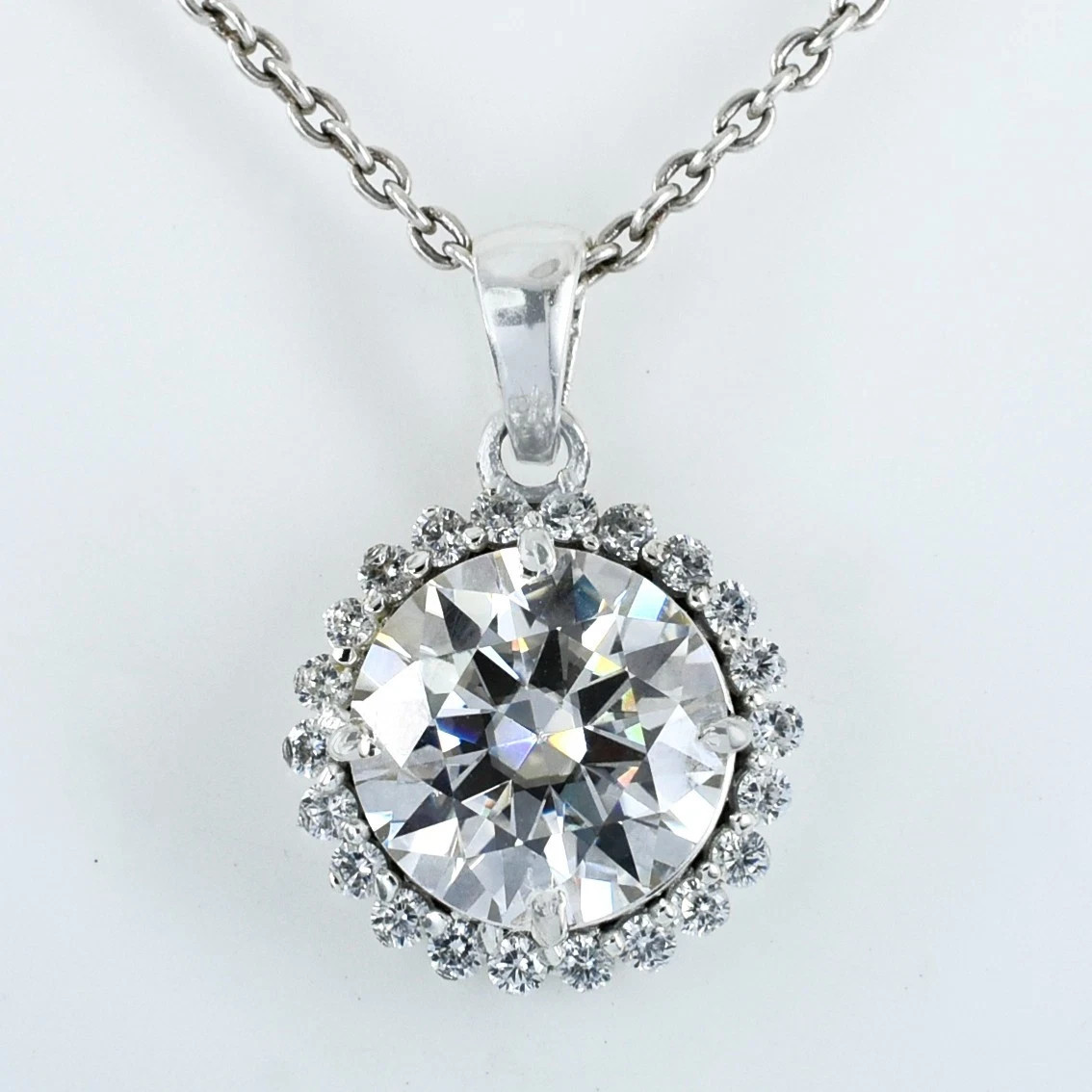 7.00 Ct Certified White Treated Diamond Solitaire Pendant in 925 Silver