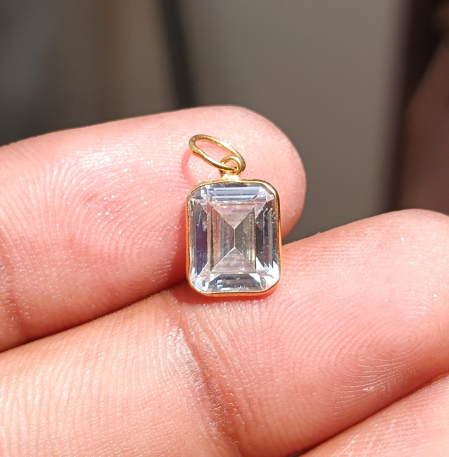 Handmade 18k Solid Gold Diamond Charm Pendant – Dainty Gemstone Jewelry