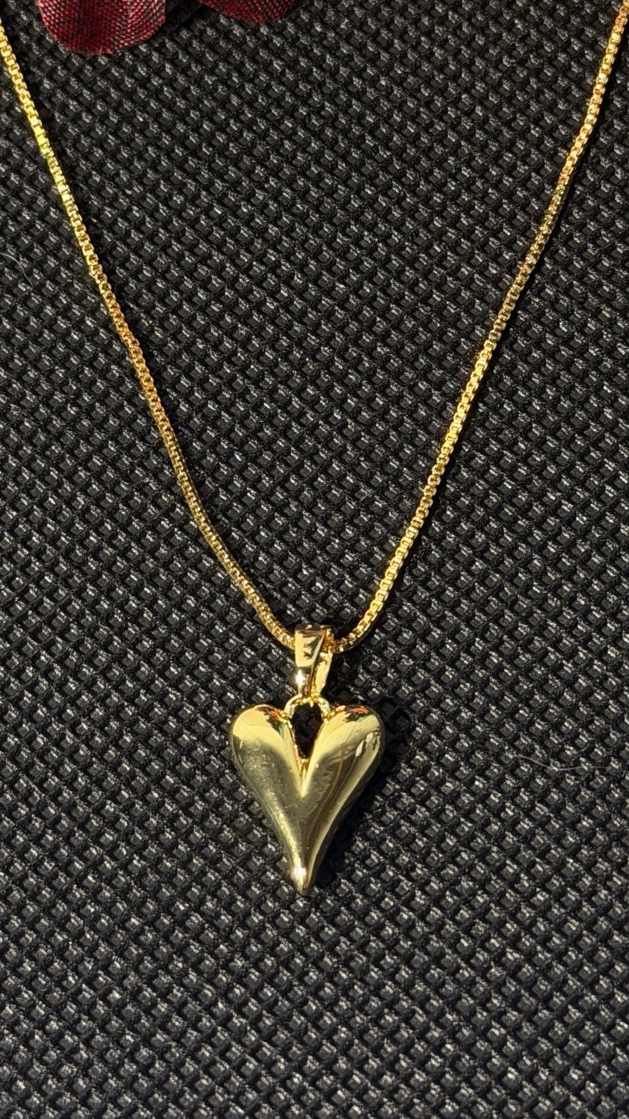 Gold Plated 925 Sterling Silver Box Chain With Heart Pendant