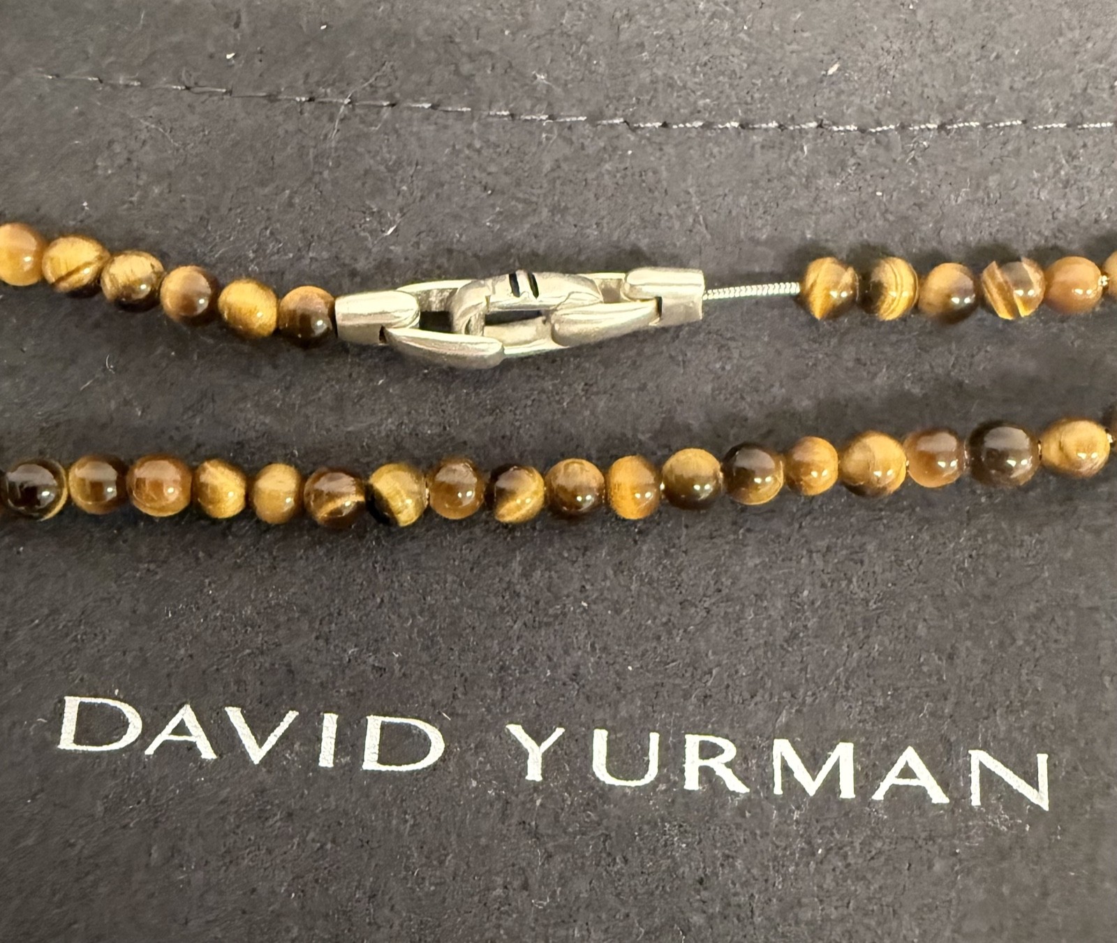 David Yurman .925 Sterling Silver Beads Tiger’s Eye 4mm Necklace 26″