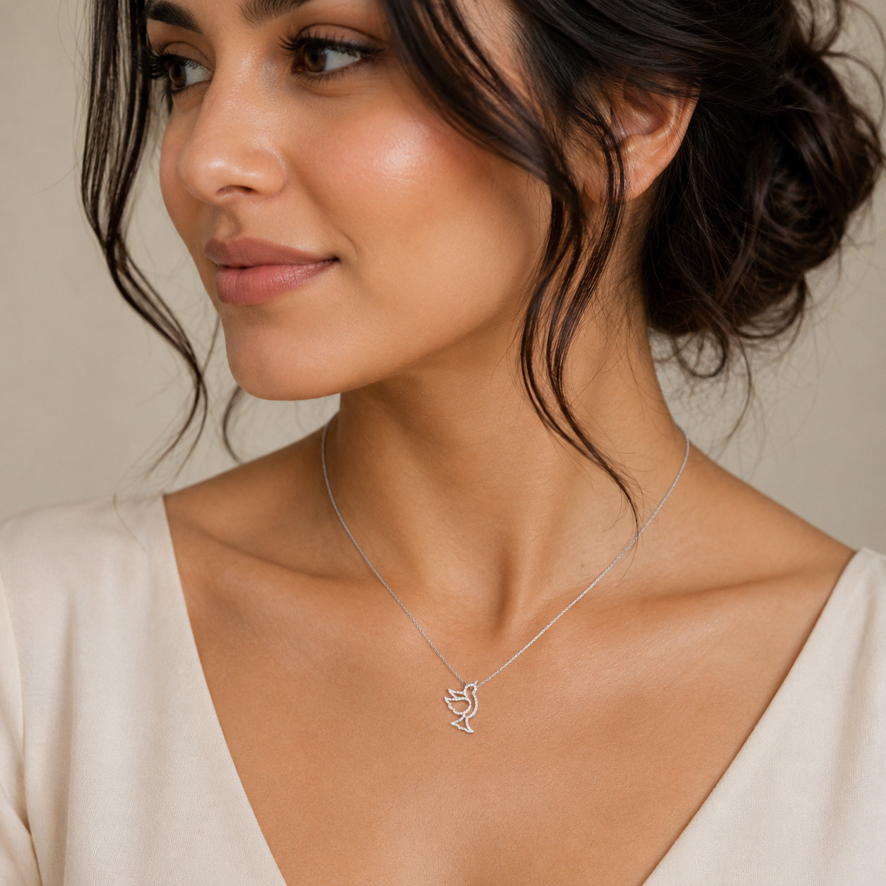 0.30Ct Round Moissanite Pendant Necklace Whit 18″ Chain in 925 Silver for Women