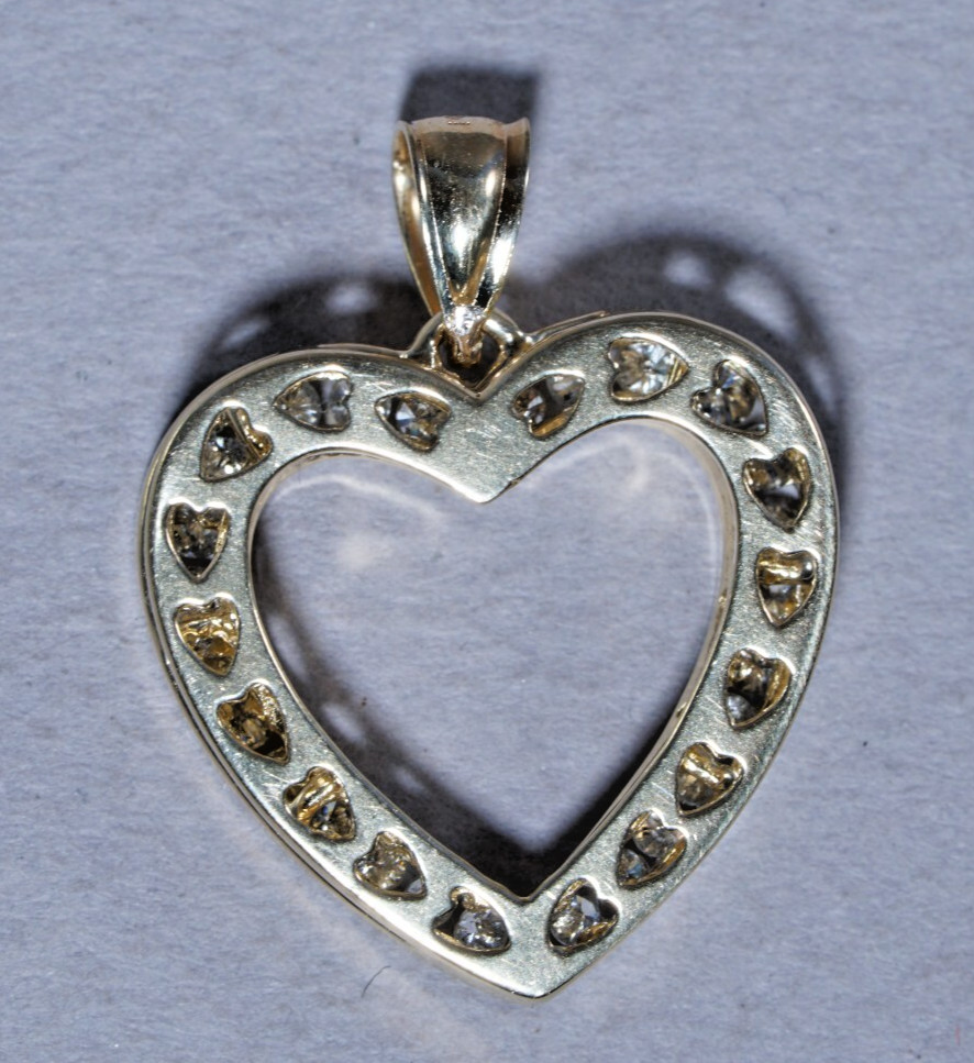 14K Yellow Gold 1/2ctw *HEART* Natural Diamond Pendant, 3.4grams