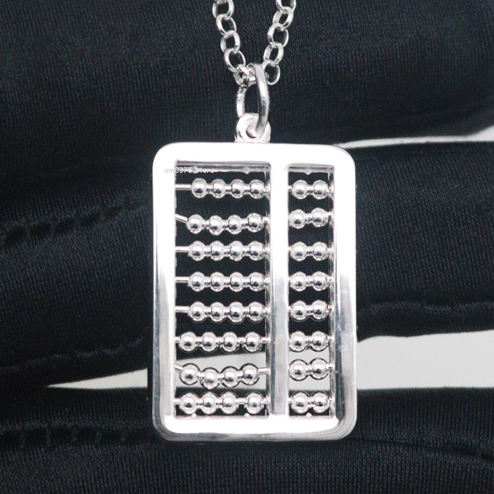 Pure 999 Fine Silver Pendant Lucky Abacus Women Men’s Pendant 1.42inchH Gift
