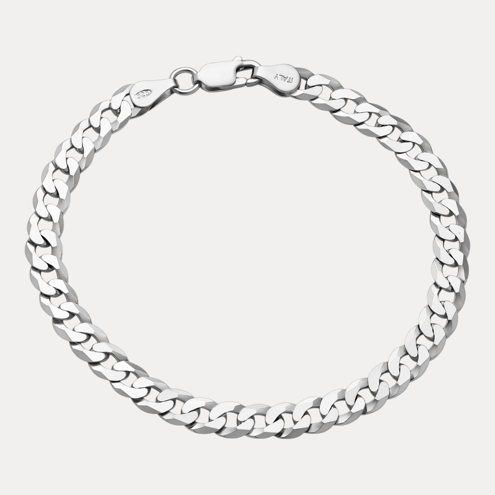 6mm Flat Curb Bracelet – Real Solid 925 Sterling Silver Or 14k Gold/Rose Vermeil