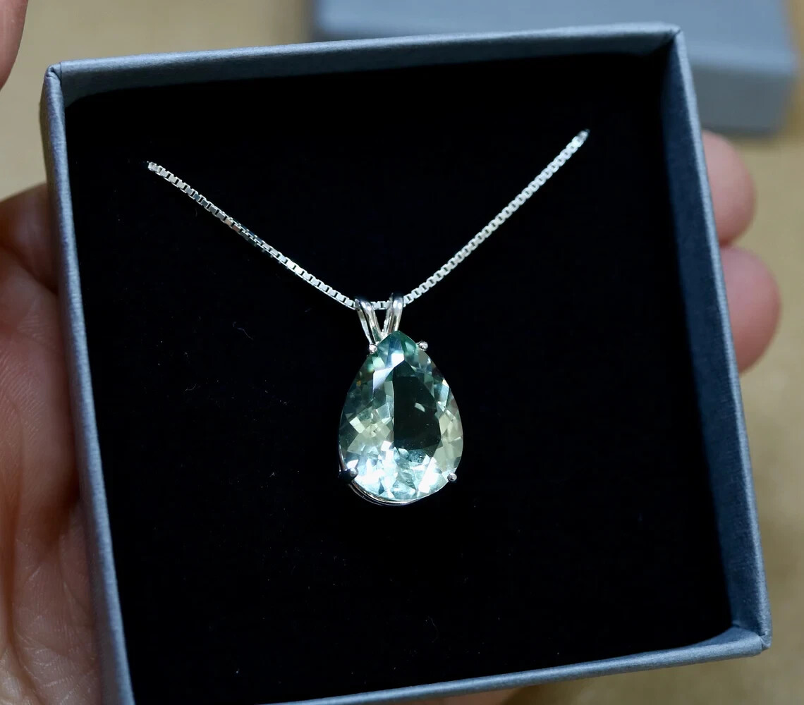 Green Amethyst Gemstone 925 Sterling Silver Handmade Pendant