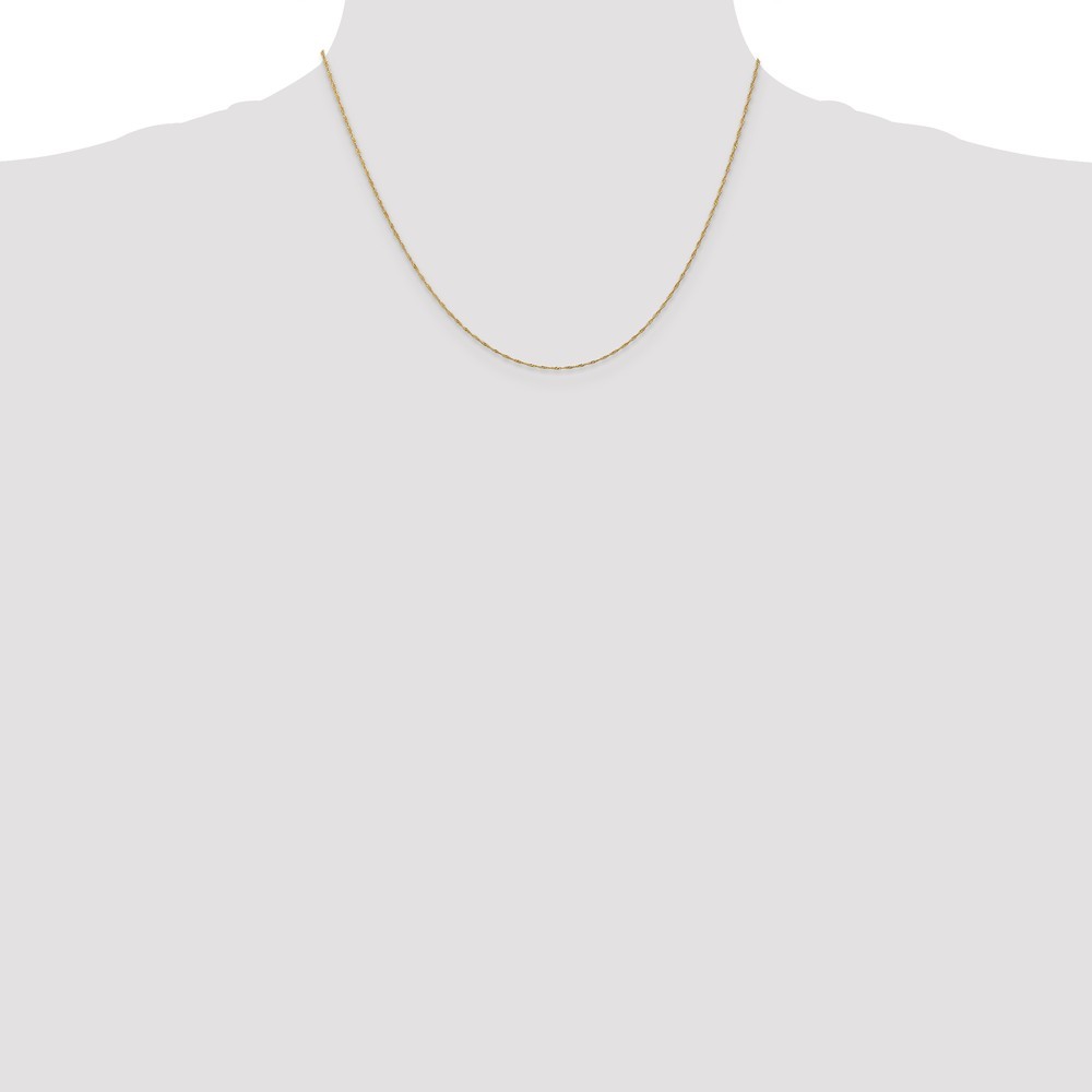 Real 14kt Yellow Gold 1mm Singapore Chain; 18 inch