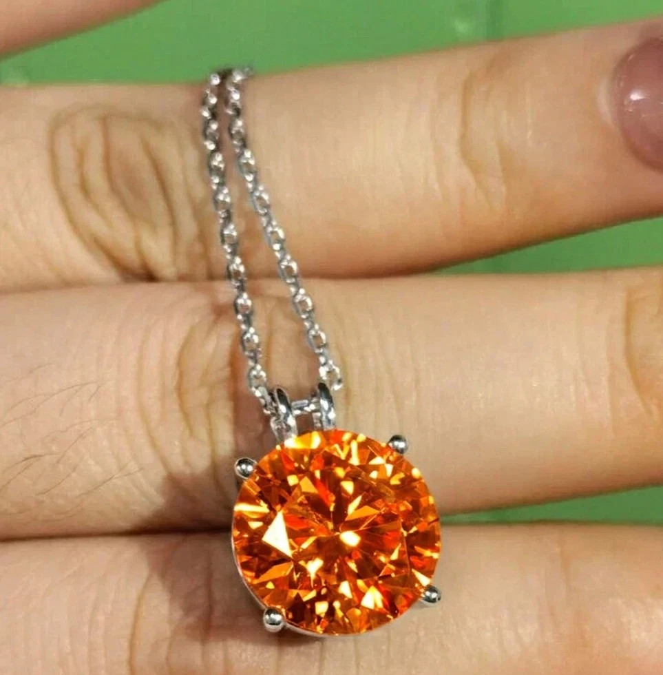 6.50 Ct Certified Flame Orange Diamond Pendant, Tariffs FREE & Matching Studs .