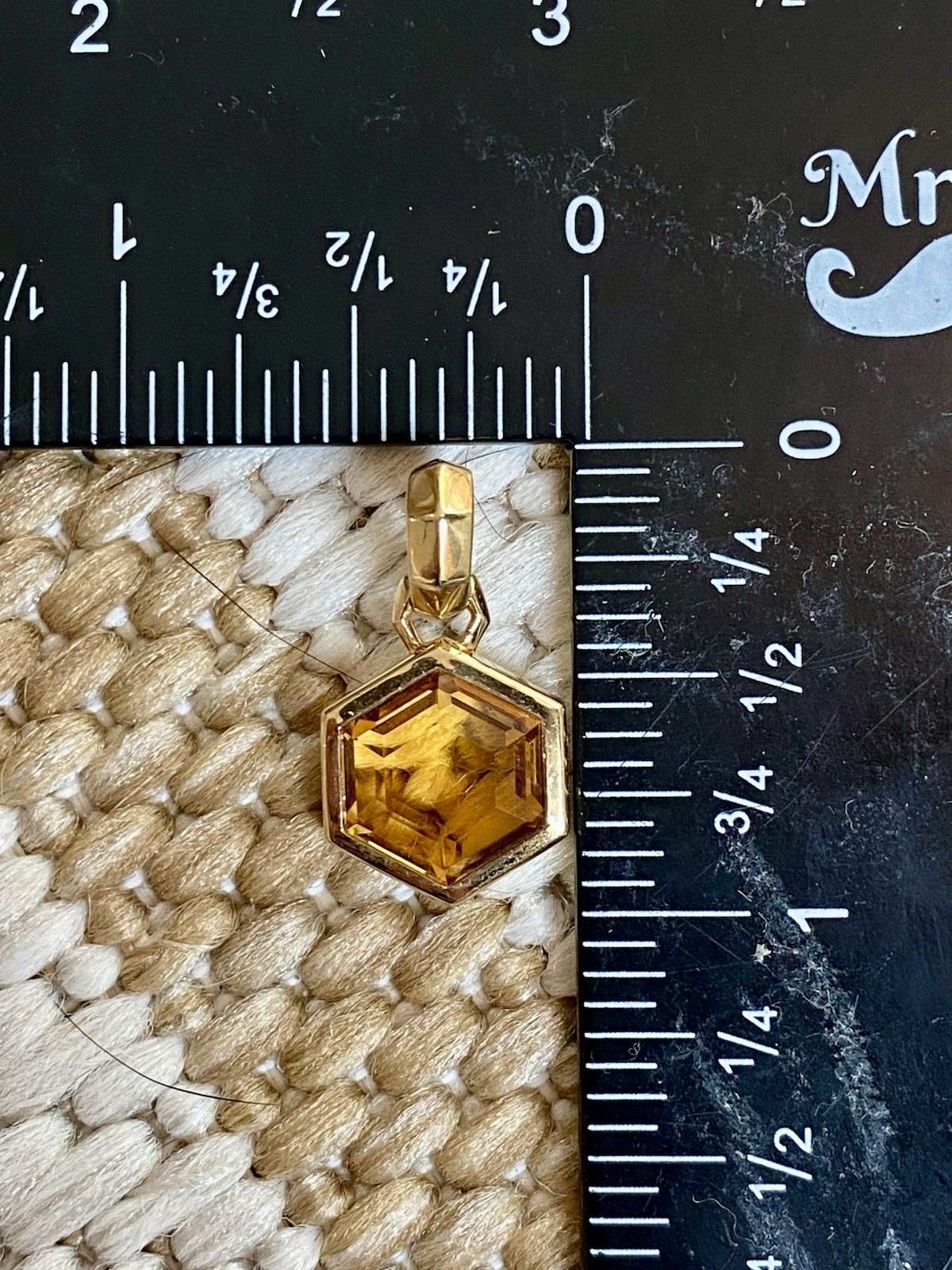 David Yurman 18k Yellow Gold Citrine Hexagon Amulet Enhancer Pendant 1” $2K