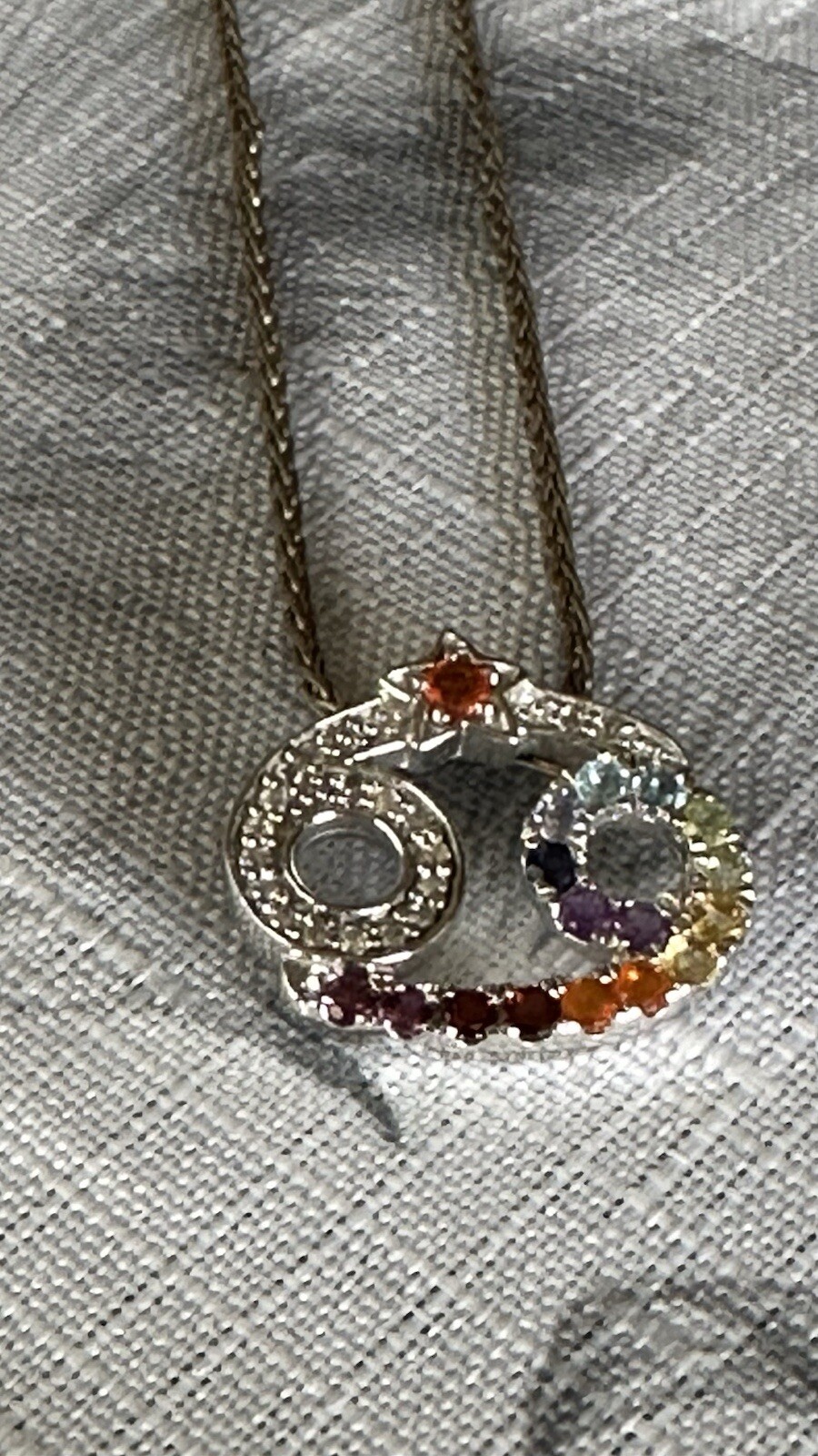 June Multigemstone Horoscope Silver Pendant