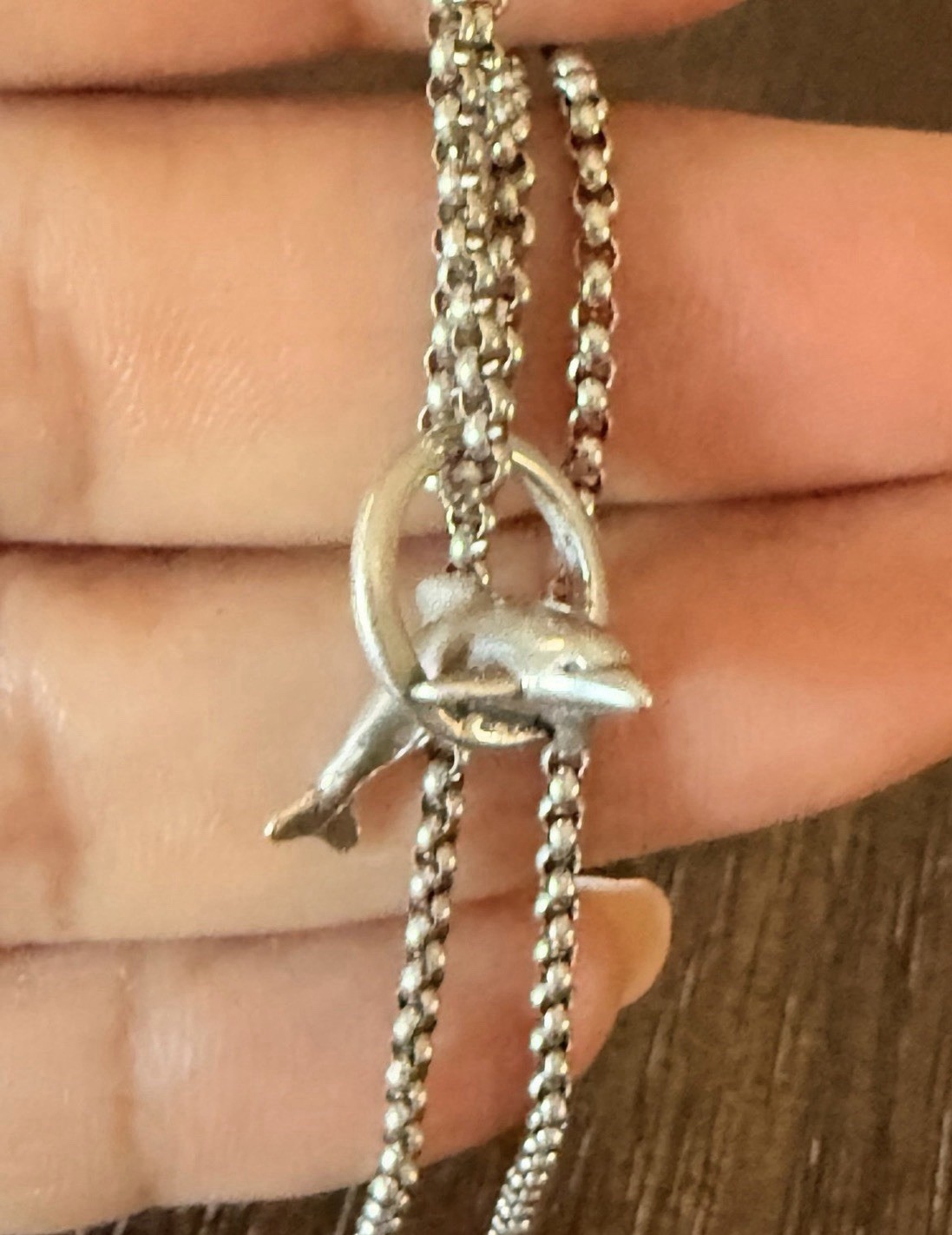 James Avery playful Dolphin charm Vintage Retired & JA chain 20”