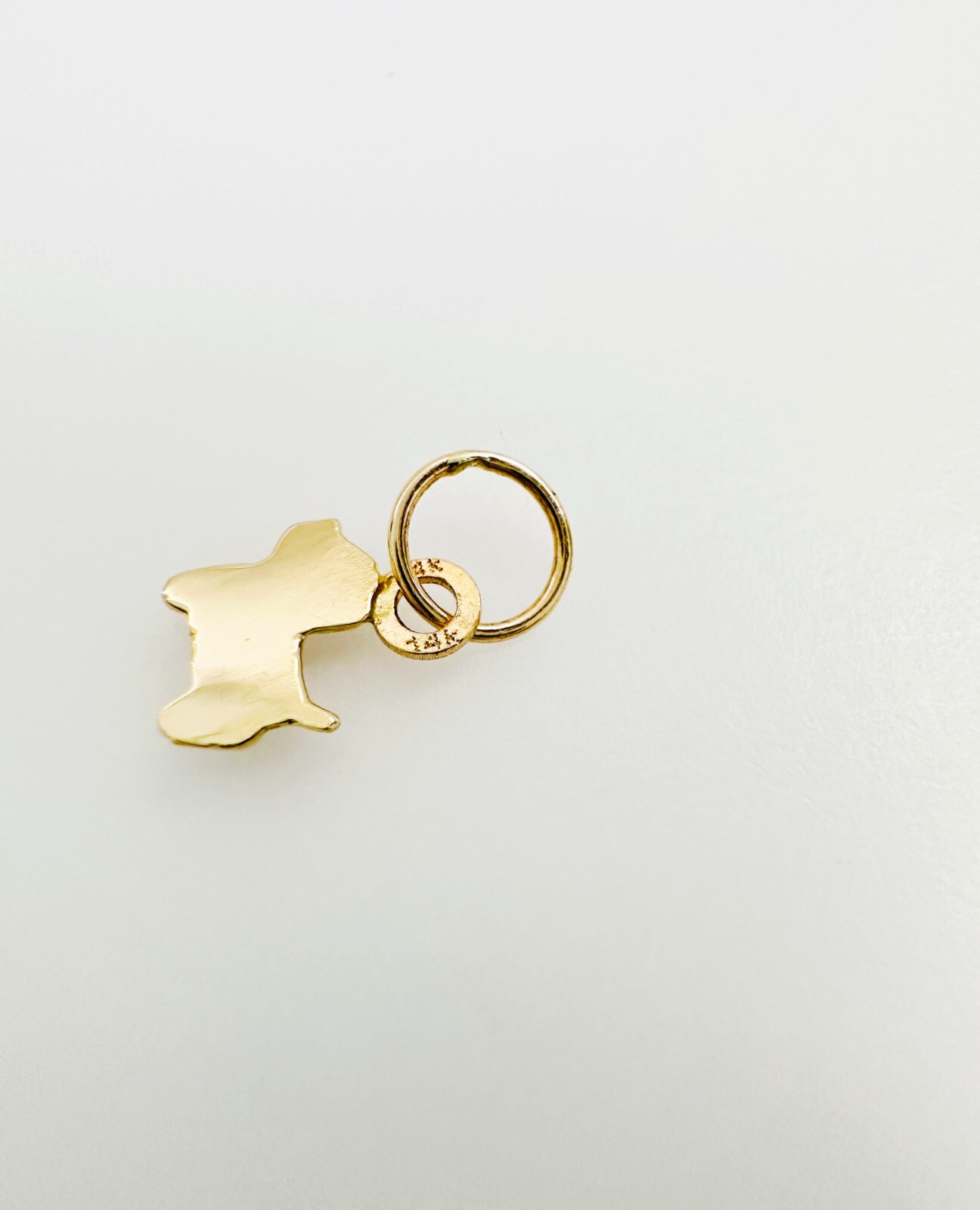 14K Solid Yellow Gold Teeny Tiny – Very Small Dog Puppy Charm Pendant 10x6mm