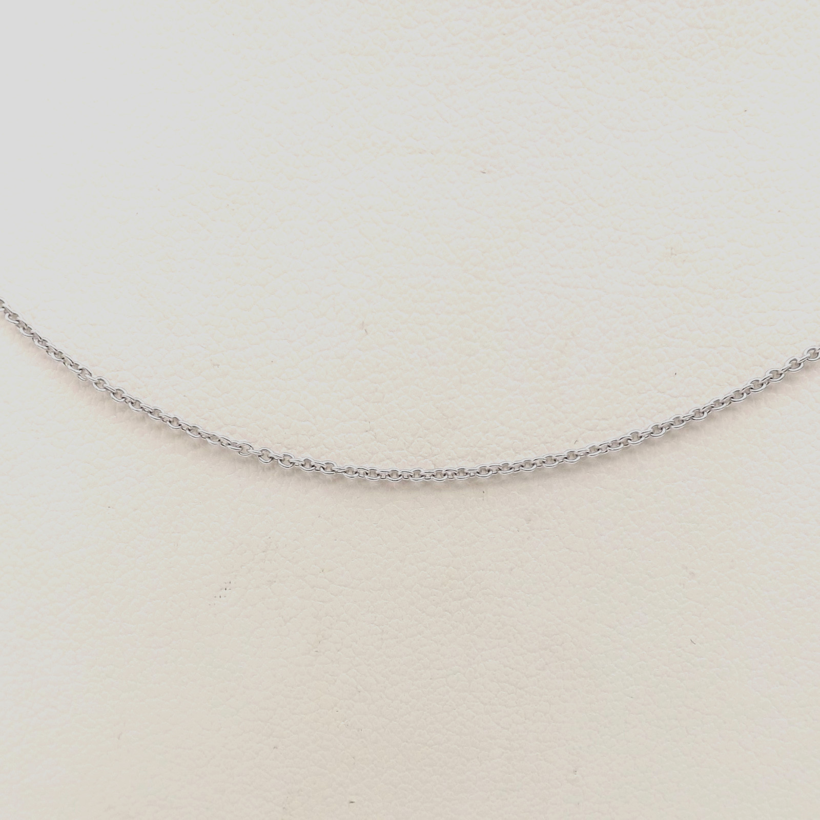 Solid 18k White Gold Cable Link Pendant Chain Necklace Adjustable 16in to 17in