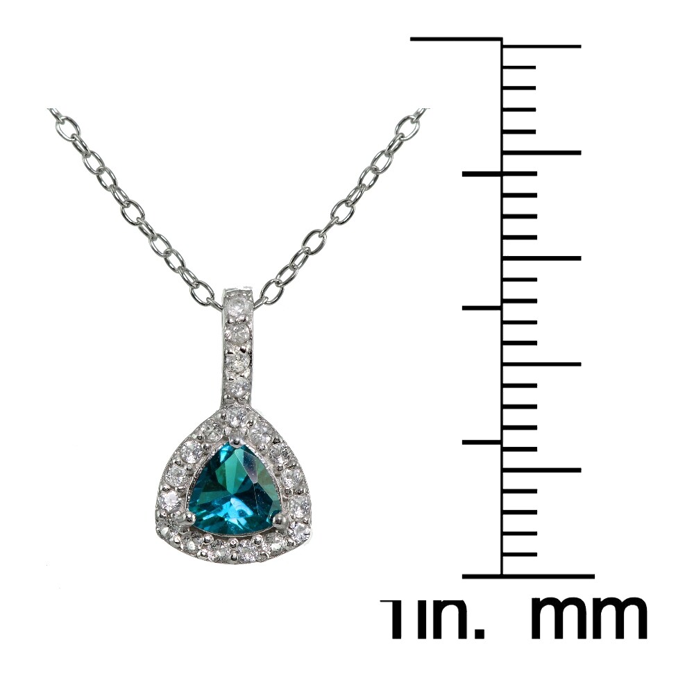 Sterling Silver London Blue Topaz & White Topaz Trillion-Cut Necklace
