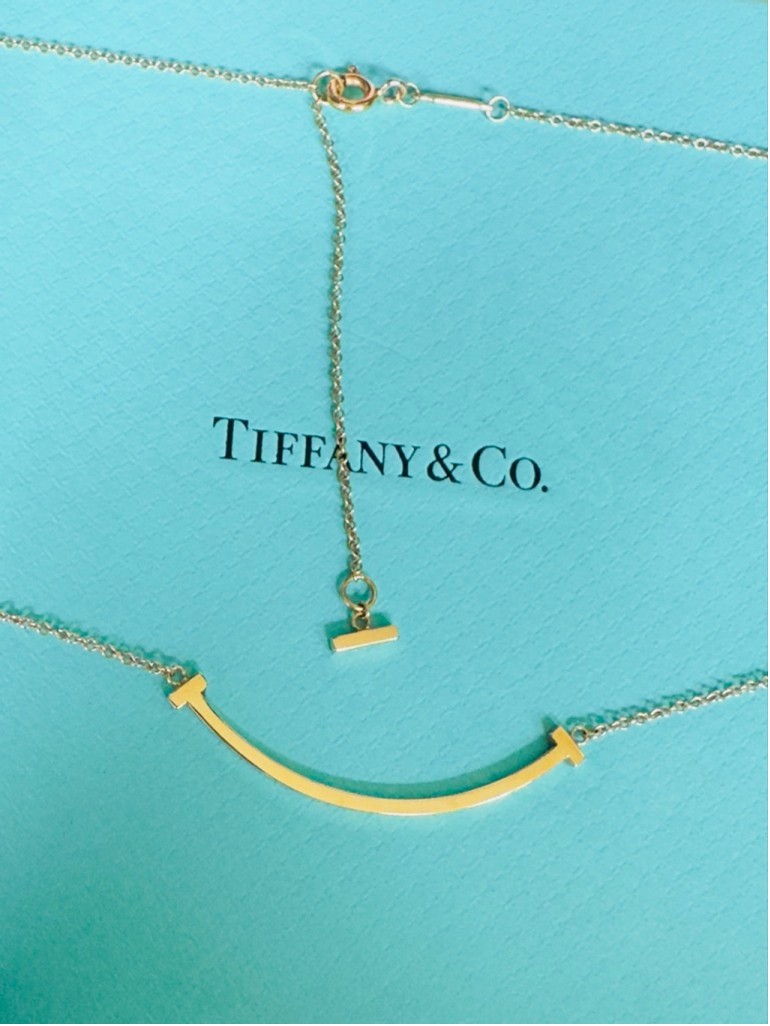 Tiffany & Co. 18k Yellow Gold Small T Smile Pendant Necklace 16.5” or 18.3”