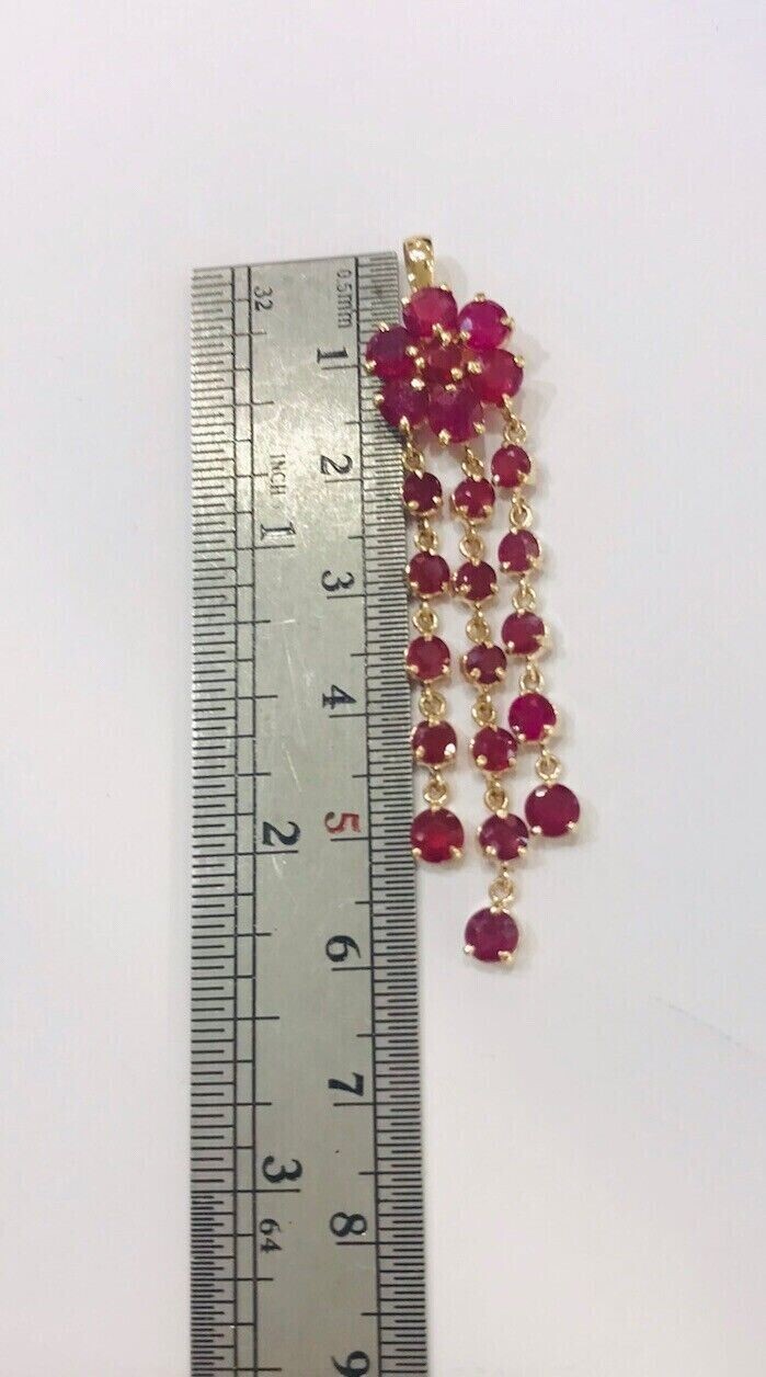 3Ct Round Lab-Created Ruby Dangle Christmas Gift Pendant 14K Yellow Gold Plated