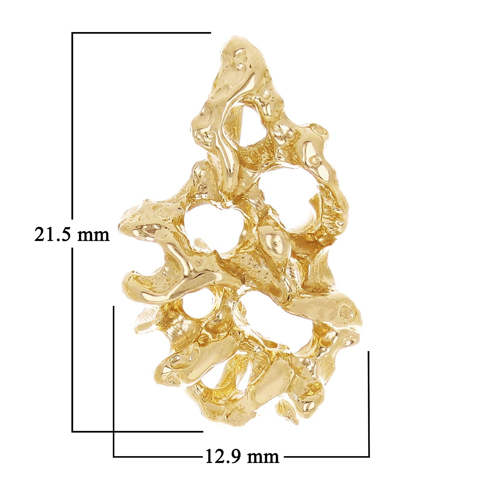 10k Yellow Gold Solid Free Form Nugget Charm Pendant 21.5×12.9mm 3.4 grams