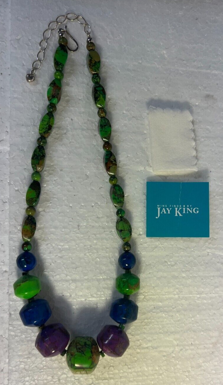 Jay King Purple Green Blue Turquoise 21″ Necklace Sterling Clasp/extender Chain