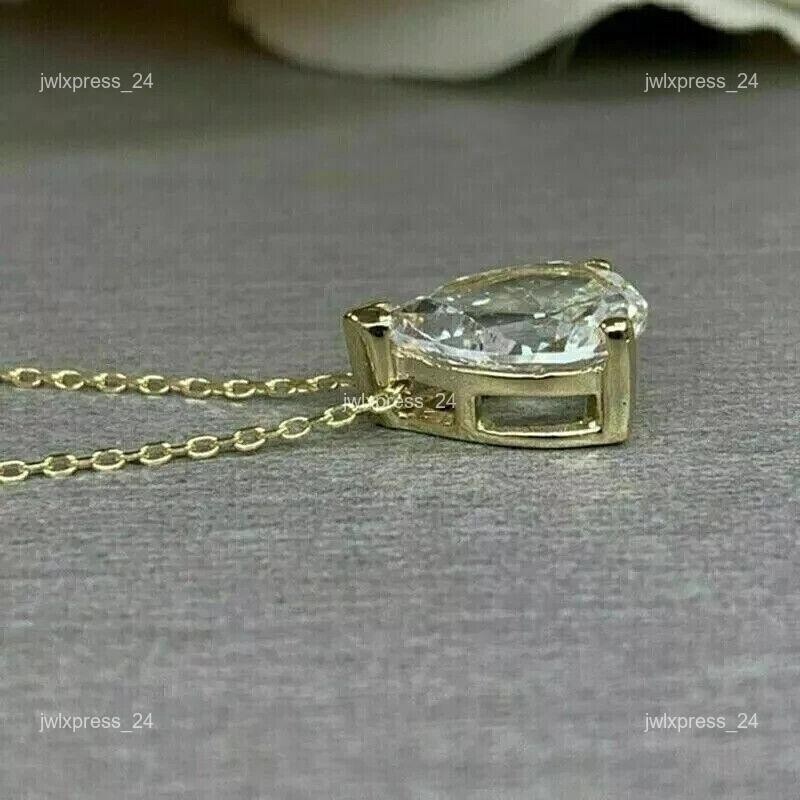 14K Yellow Gold 3.00CT Pear Lab Grown/CVD Diamond Unstoppable Necklace Pendant