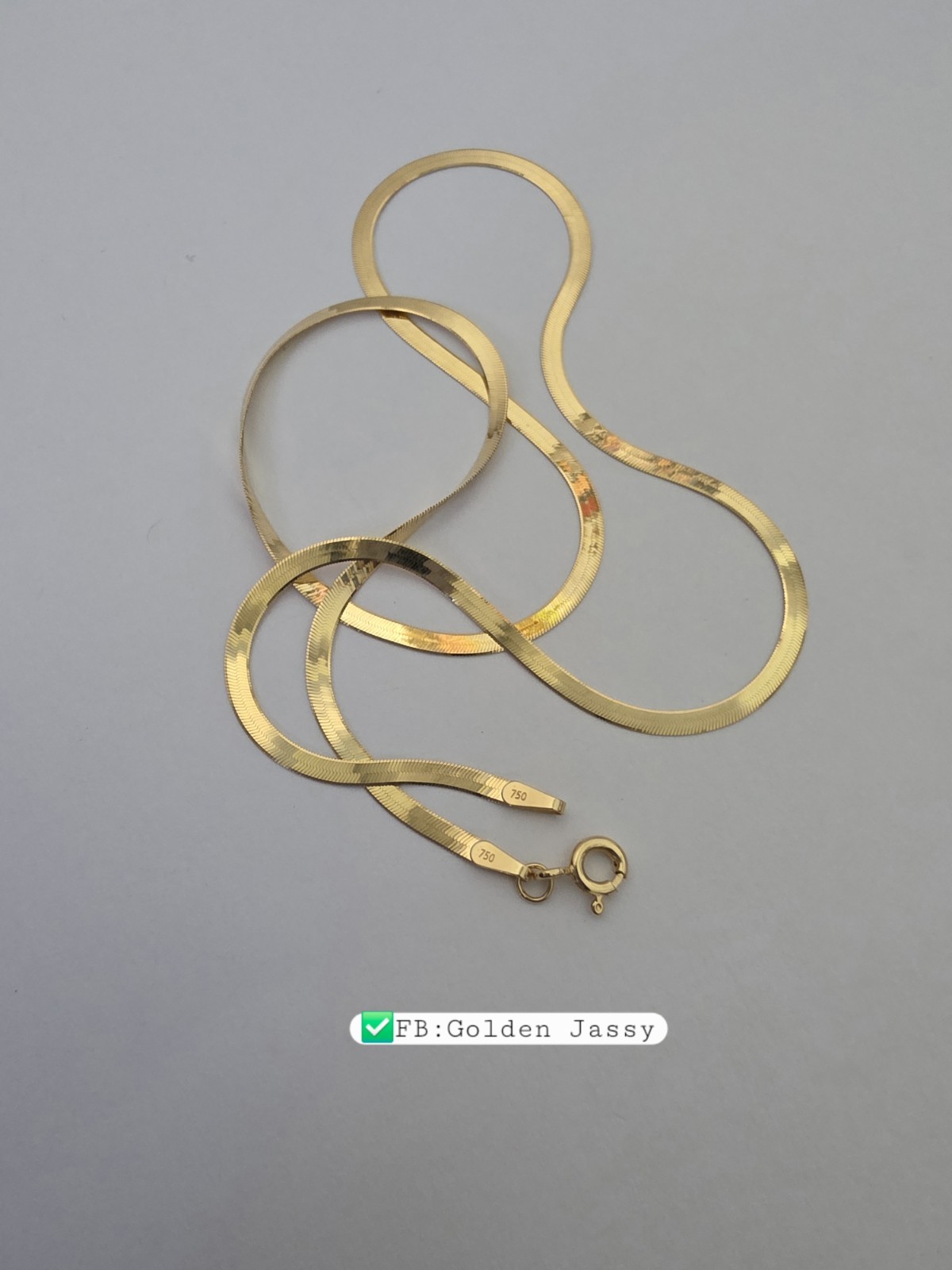 18K Real Gold Flat Chain 17.5″