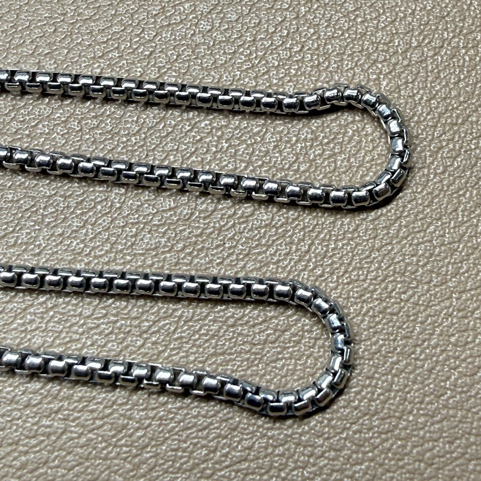Solid Italy 925 Sterling Silver Round Box Chain Necklace 24” 1.7mm