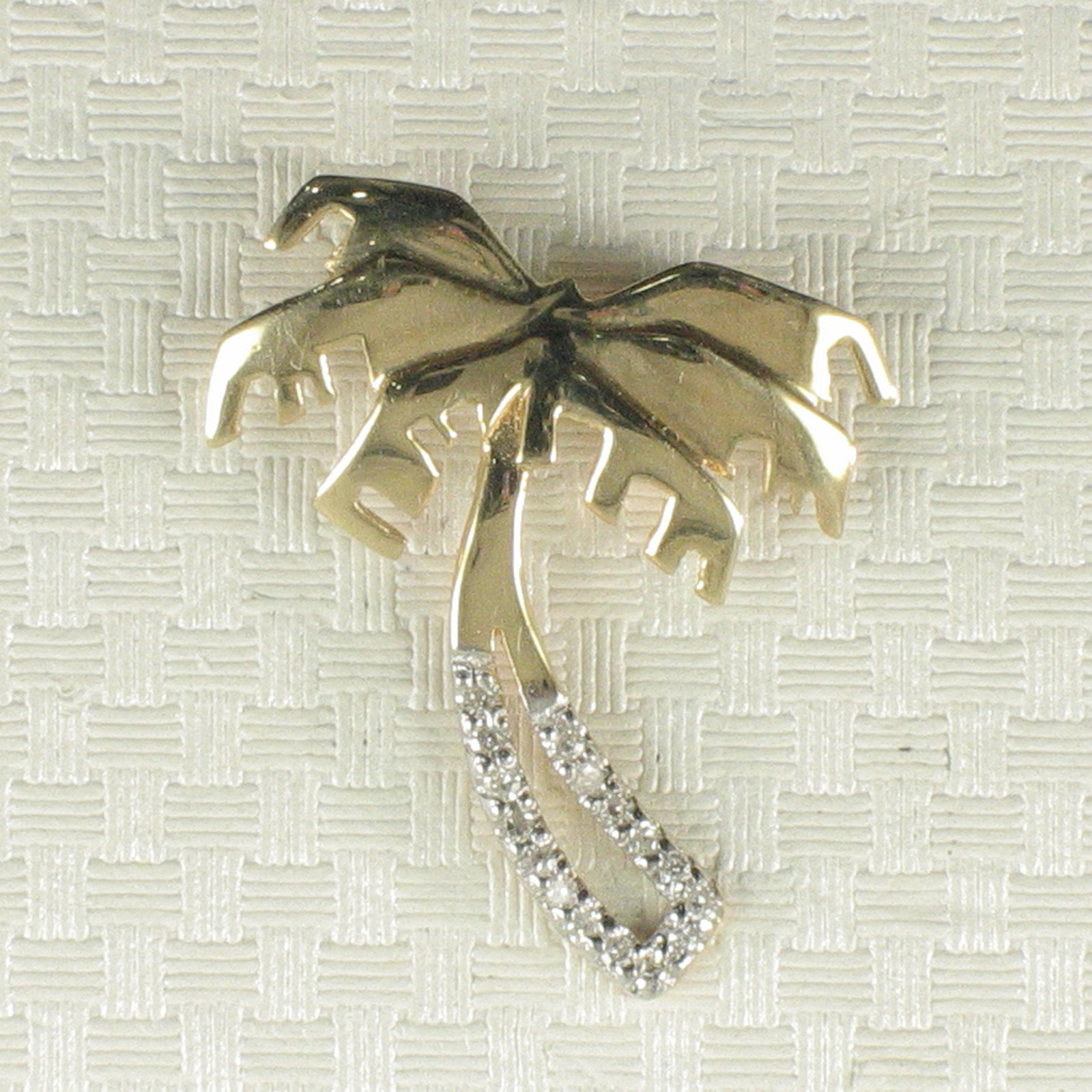 14k Solid Yellow Gold Coconut Tree Diamond Pendant Necklace