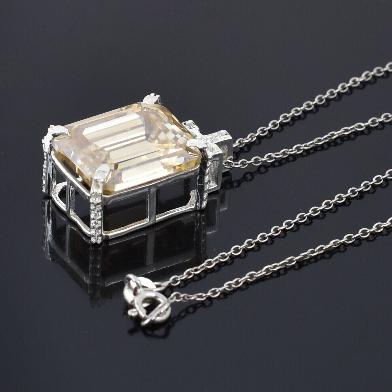 10 Ct Champagne Treated Diamond Pendant Emerald Cut VVS1 Certified ! Ideal Gift