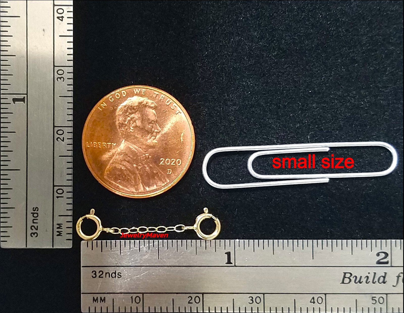 14k 1.2mm Yellow Gold DOUBLE 4.5mm Spring Ring Clasp 0.75″ Safety Chain Extender